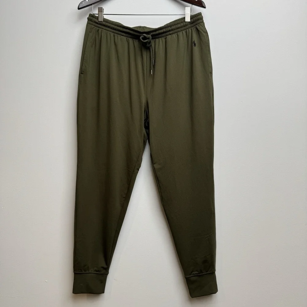 Polo Ralph Lauren Mesh Jogger Pants‎ Large Men's Olive Adjustable Waist Pockets